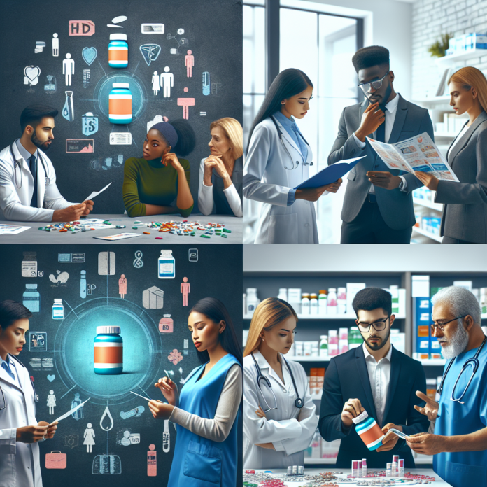 Pharma marketing executives discussing strategy on a digital board.