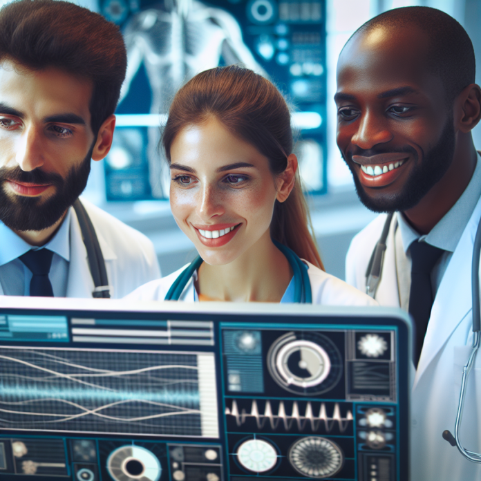 A marketer reviewing healthcare social media metrics on a desktop screen.