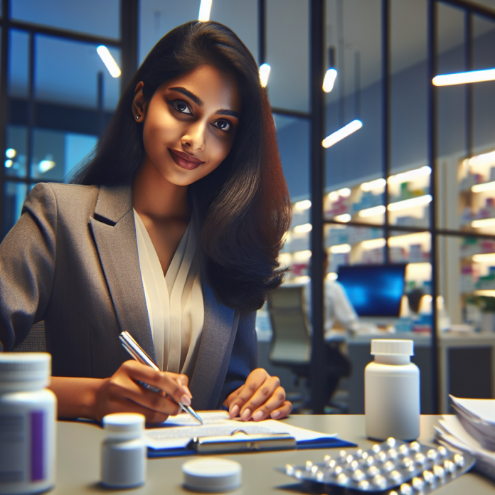 A team of pharma marketing executives brainstorming strategies.