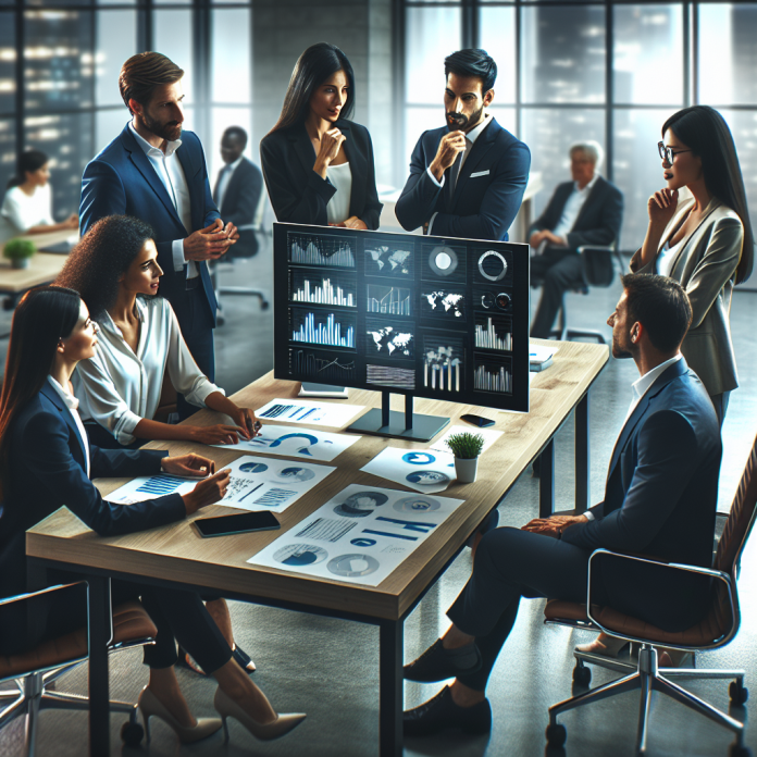 Pharma marketing team analyzing digital advertising strategies.