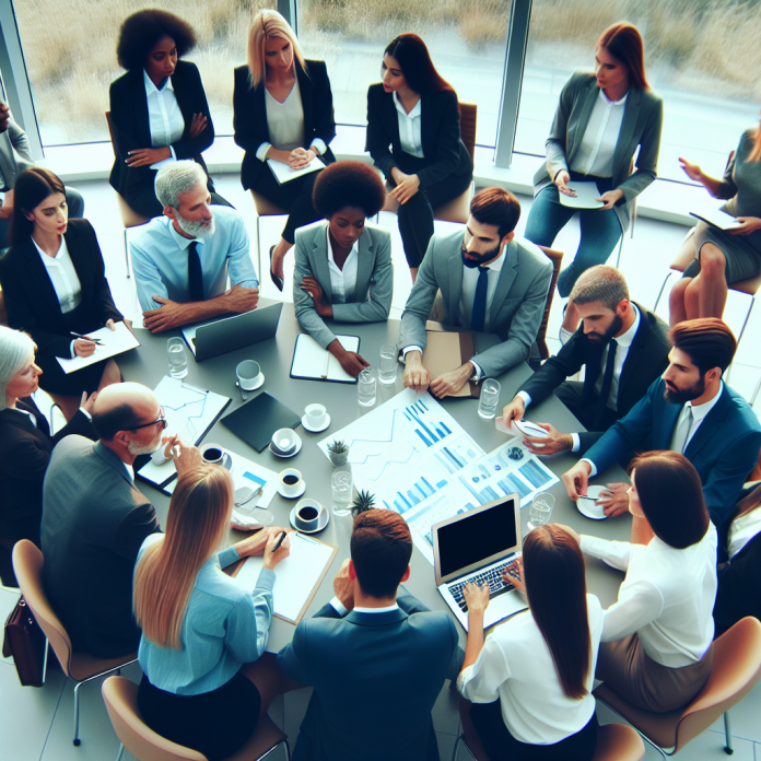 Pharma marketing team discussing pharmaceutical marketing articles and trends.