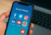 How Has Social Media Advertising Changed in Pharma Illustration showing social media platforms integrated into pharmaceutical marketing.