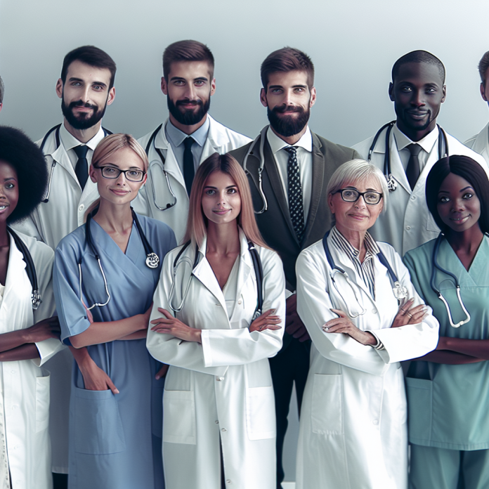 A group of healthcare professionals targeted by CPC advertising performance on a digital dashboard.