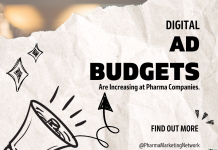 Why Healthcare is Seeing an Increase in 2025 Ad Budgeting Graphic showing digital ad budgets increasing at pharma companies with a megaphone and hand-drawn visuals.
