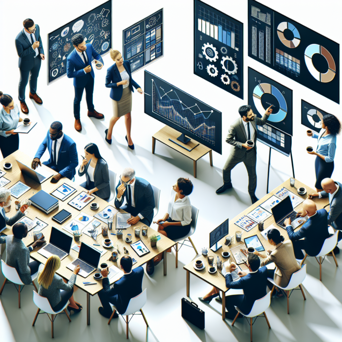 Pharma marketers reviewing conversion rates on a digital dashboard.