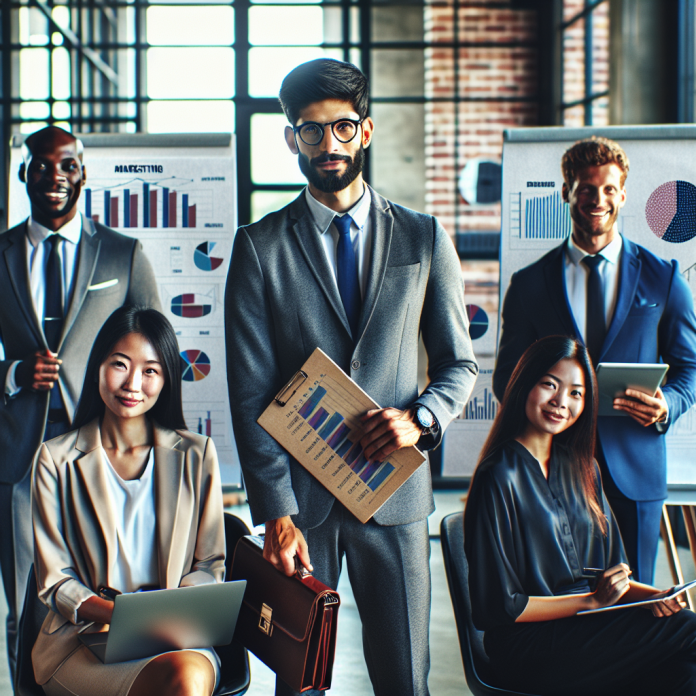 Pharmaceutical marketing team reviewing digital marketing strategies and engagement metrics on a large screen.