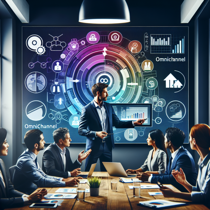 Pharma marketing professionals discussing omnichannel marketing insights and engagement metrics in an office setting.