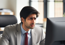 Healthcare Marketing is Shifting Weekly, How to Prepare Your Team Confused marketing executive looking at healthcare marketing analytics on a computer.