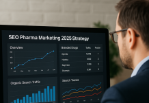 Pharma Marketing Trends Your Competitors Are Following Marketing professional analyzing SEO performance for pharma brands