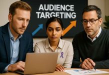Digital Audience Targeting Will Continue to Outpace Traditional Advertising Pharma marketing professionals reviewing digital audience targeting analytics|