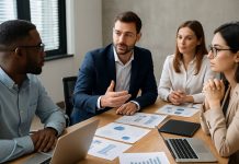 Next-Gen Influencer Marketing Strategies for Big Pharma Brands Pharma marketing team collaborating on influencer campaign plans.