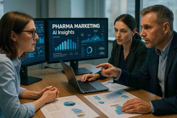 Pharma marketing team using AI platform to plan omnichannel strategy in 2025