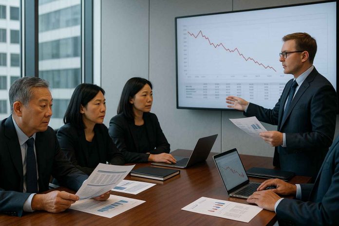 Pharma team analyzing Asian stock market trends in global healthcare