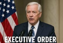 The Executive Order to Lower U.S. Drug Prices: What It Means for Pharma Marketing Executive signing drug pricing reform order at government desk with policy advisors nearby