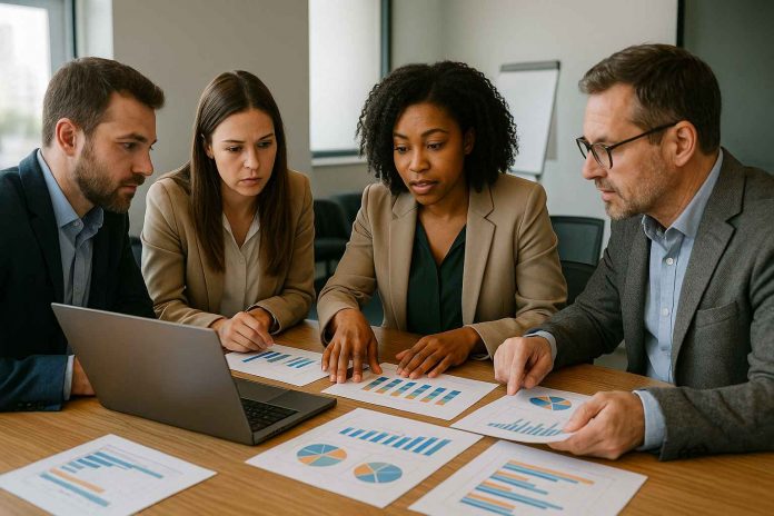 Marketers reviewing strategy insights from Pharma Marketing Network