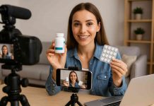 Does Influencer Marketing Work in Pharma? Healthcare content creator filming influencer marketing campaign for pharmaceutical brand