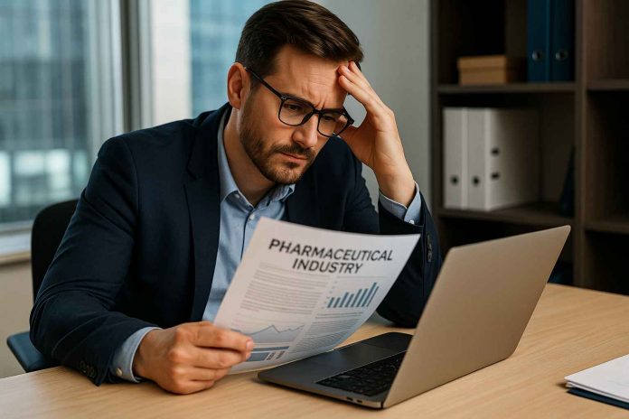 Marketing strategist planning pharmaceutical campaign with digital tools