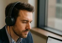 What are the Top Pharma Podcasts in 2025? Pharma marketing professional listening to a podcast in 2025.