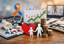 Beyond Adherence: Marketing for Treatment Durability in Chronic Conditions Visual representation of chronic disease management including pills, medical tools, a heart symbol, coins, and a virtual doctor consultation.