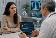 The AI Scribe Backlash: Why Patients Distrust Automated Healthcare Doctor discussing AI medical scribe technology with a concerned patient during a healthcare consultation