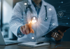The End of the Funnel: Why HCP Decision-Making No Longer Follows a Linear Path Doctor using AI-driven healthcare technology and digital clinical decision systems in a modern medical environment