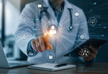 The End of the Funnel: Why HCP Decision-Making No Longer Follows a Linear Path Doctor using AI-driven healthcare technology and digital clinical decision systems in a modern medical environment