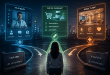 The Platform Problem: Why Pharma Is Losing Control of the Patient Journey Patient navigating telehealth, digital pharmacy, and retail clinic platforms as pharmaceutical brands lose control of the healthcare journey