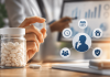 Convenience Is the New Differentiator: How Oral Therapies Are Changing Pharma Marketing Strategy Patient holding an oral tablet with digital healthcare icons representing convenience and adherence in pharma product positioning