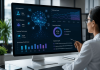 The Predictive Engine: Why Pharma Marketing Is Moving Beyond Retrospective Analytics Healthcare marketer reviewing predictive pharma marketing analytics dashboard with real-time HCP engagement and patient adherence insights
