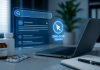 The Zero-Click Crisis: Why Pharma Websites Are Losing Traffic in the AI Search Era AI-powered medical search interface displayed beside a laptop and pharmaceutical products representing the decline of pharma website traffic in the zero-click search era
