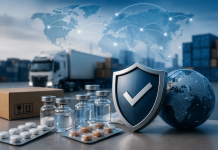 Drug Shortages Changed the Rules: When Reliability Becomes a Marketing Advantage Global pharmaceutical supply chain network showing medicine distribution, secure manufacturing operations, logistics infrastructure, and reliable drug delivery systems.