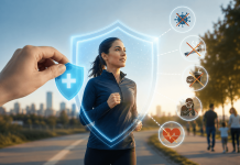 The Healthy Patient Paradox: How Do You Market a Drug to Someone Who Feels Fine? Healthy woman protected by a medical shield, illustrating a prevention marketing strategy for preventive pharmaceutical therapies and long-term health.