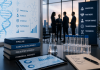 Before You Market the Drug, Market the Company Biotech executives reviewing clinical development strategy and corporate branding in a modern life sciences office before commercial drug launch.
