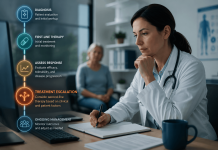 The Escalation Effect: Where Pharma’s Biggest Prescribing Decisions Really Happen Physician reviewing patient treatment progression while evaluating second-line therapy options during a clinical care decision.