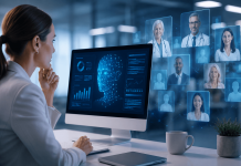 Could AI Replace the Pharma Focus Group? Pharmaceutical marketing professional analyzing AI-generated patient and healthcare provider personas on a digital dashboard to test campaign messaging before focus group research.