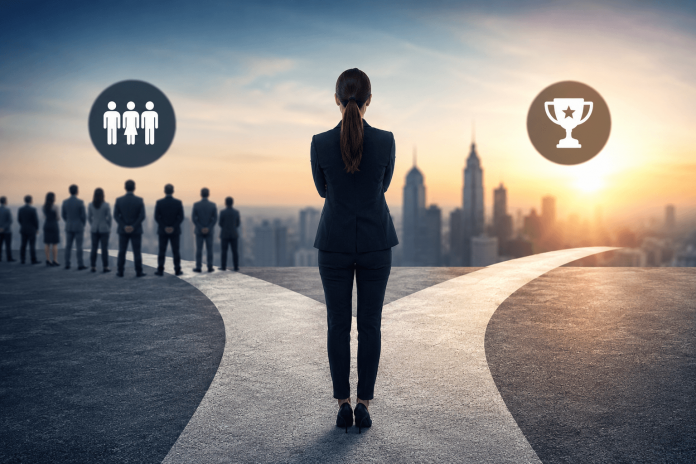 competitive-benchmarking-strategy-pharma-marketing Pharma marketer choosing between traditional competitor benchmarking and a best-in-class competitive benchmarking strategy.