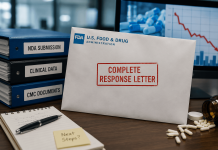 Your Drug Didn’t Get Approved. Now the FDA Can Tell Everyone Why. FDA Complete Response Letter on a pharmaceutical regulatory desk with clinical data and drug application documents