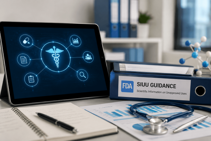 fda-siuu-guidance-pharma-scientific-communications FDA SIUU guidance materials illustrating scientific information on unapproved uses and pharmaceutical communications with healthcare professionals.