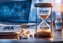 Nine Years or Thirteen? The IRA Timeline That’s Changing Pharma Marketing Forever Hourglass illustrating the IRA small molecule nine-year timeline compared with the 13-year biologics timeline for Medicare drug price negotiations.