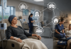 Who Controls the Infusion Chair Wins the Market: The New Reality of Specialty Pharma Specialty pharma patient receiving infusion therapy with connected hospital, clinic, and home care settings