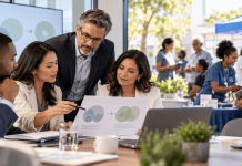 “Health Equity” Disappeared From the Pitch Deck. Did the Marketing Strategy Actually Change? Pharma marketing professionals reviewing a community health strategy while healthcare workers engage patients at a local outreach event.