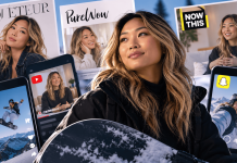 Chloe Kim Isn’t Just the Face of Qelbree. She’s the Distribution Strategy. Chloe Kim featured in a Qelbree marketing campaign visual connecting snowboard culture, publisher partnerships, and social media platforms.